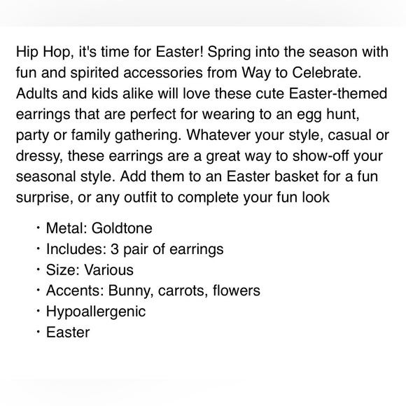 ๐ฐWay to Celebrate Easter Stud Earrings Set- Bunny, Carrot, Daisy Goldtone Set - Picture 5 of 8